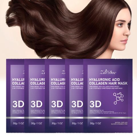 ZaiDoc Hyaluronic Acid & Collagen 3D Hair Mask – 2-in-1 Deep Conditioning Treatment, 7-Minute Intense Moisture, Sulfate-Free, 30g