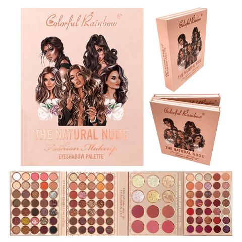 Colorful Rainbow The Natural Nude Eyeshadow Palette – 117 Versatile Shades, Matte & Shimmer, Waterproof & Long-Lasting, Suitable for All Skin Tones, Eye Shadow + Highlighter Multi-Use