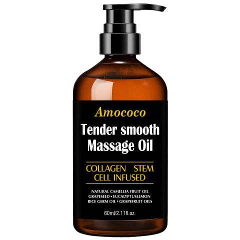 Amococo Tender Smooth Massage Oil – Collagen + Stem Cell Infused, Improves Cellulite, Deeply Nourishes & Hydrates, Non-Greasy, Quick Absorption