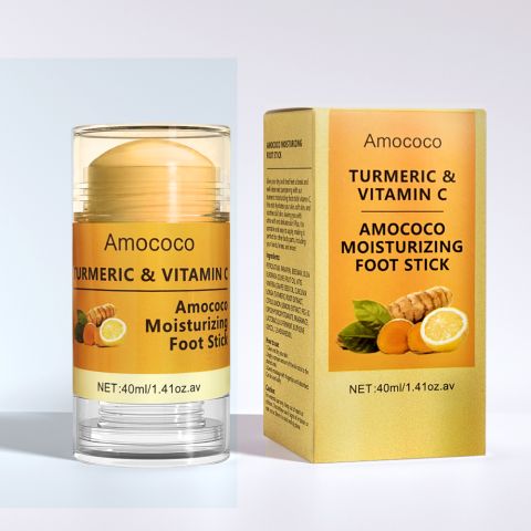 Amococo Turmeric & Vitamin C Moisturizing Foot Stick – Deeply Repairs Dry Cracked Heels, Softens Rough Callused Skin, Full Body Use, 40ml/1.41oz