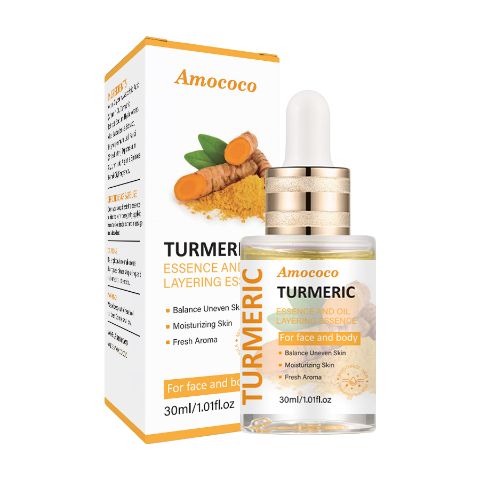 Amococo Turmeric Layering Essence & Oil – 2-Phase Water-Oil Brightening Serum for Face & Body, Evens Skin Tone, Deeply Moisturizes, Strengthens Skin Barrier, Lightweight Fast Absorption, 30ml/1.01oz