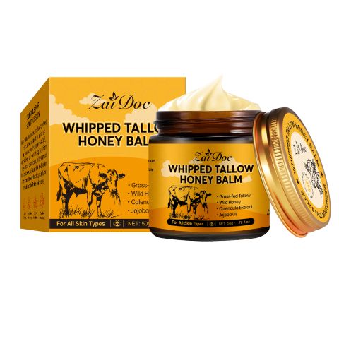 ZaiDoc Whipped Tallow Honey Balm – All-in-One Skin Repair Balm with Grass-Fed Tallow, Wild Honey, Calendula & Jojoba, Deep Long-Lasting Hydration, Soothes & Nourishes Dry Sensitive Skin, For Face & Bo