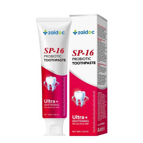 zaidoc SP-16 Probiotic Whitening Toothpaste – Ultra+ Deep Cleaning Formula, Quadruple Probiotics for Oral Health, Removes Smoke Coffee Tea Wine Stains, Fresh Breath, Protects Gums & Teeth, 120g/4.23oz