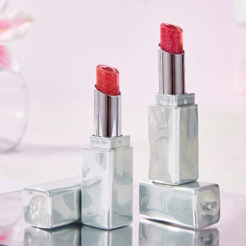 ZaiDoc Filled Jelly Lipstick – Crystal Clear Core Design, 3D Shining with Fine Pearl, Moisture Lock & Long-Lasting, High Pigment 24H Wear, Non-Stick Cup, 4 Sweet Shades Available, 3g/0.1oz