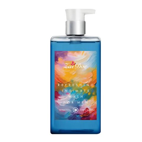 ZaiDoc Refreshing Intimate Wash for Men – Antibacterial Gentle Cleansing Foam, Removes Odor & Bacteria, Soothes Itching & Discomfort, pH-Balanced (5.3-5.8), Keeps Fresh All Day, 200ml/6.76oz