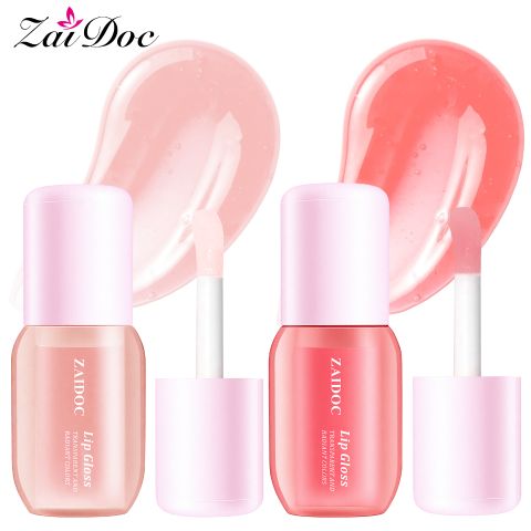 ZaiDoc Radiant Colors Transparent Lip Gloss – High-Shine Hydrating Lip Oil, Non-Sticky Plumping Formula with Cherry Seed Oil, Oversized Applicator, Moisturizes & Nourishes Lips