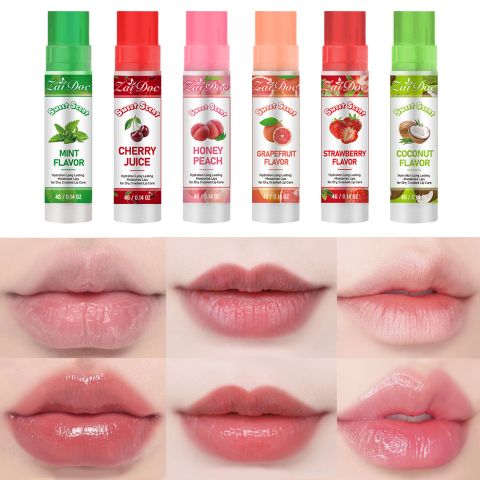 ZaiDoc Fruit Flavored Crystal Jelly Lip Balm – Long-Lasting Moisturizing Lip Care, Deep Hydration & Repair for Dry Cracked Lips, Lightweight Non-Greasy Formula, 6 Flavors Available, 4g/0.14oz
