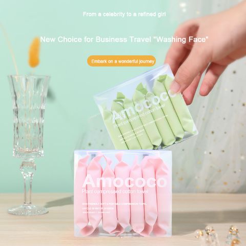 Amococo Plant Compressed Cotton Towel – 100% Natural Plant Fiber, Skin-Friendly Soft & Portable, Expands in Seconds to 24x30cm, Strong Water Absorption, Tear-Resistant & Reusable, Ideal for Travel, Ca