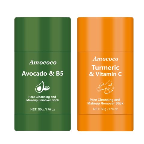 Amococo Pore Cleansing Makeup Remover Stick – Solid Balm Melts Waterproof Makeup, Deep Cleans Pores, No Greasy Film, Gentle for Sensitive Skin, with Turmeric & Vitamin C or Avocado & B5, 50g/1.76oz