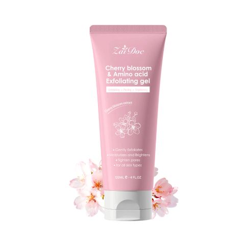 ZaiDoc Cherry Blossom & Amino Acid Exfoliating Gel – Gentle Face Exfoliator Removes Dead Skin & Blackheads, Moisturizes & Brightens, Tightens Pores, Suitable for All Skin Types, 120ml/4oz