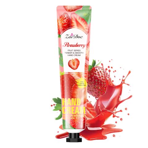 ZaiDoc Strawberry Fruit Series Hand Cream – 98% Natural Extract, Highly Moisturizing & Nourishing, Repairs Dry Rough Cracked Hands, Long-Lasting Hydration, Non-Greasy Fast Absorption
