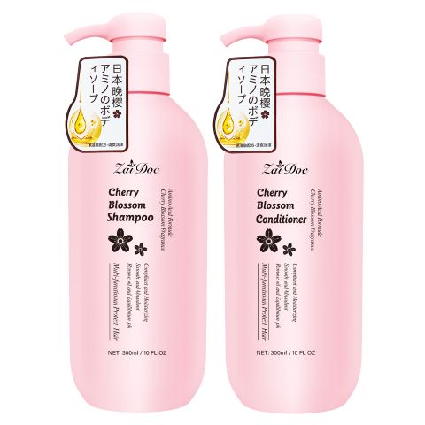 Zaido Japanese Evening Cherry Blossom Shampoo & Conditioner Set – Amino Acid Repair Formula, Smoothing & Moisturizing, Refreshing Scalp Care, Natural Sakura Fragrance, 300ml/10fl oz Each