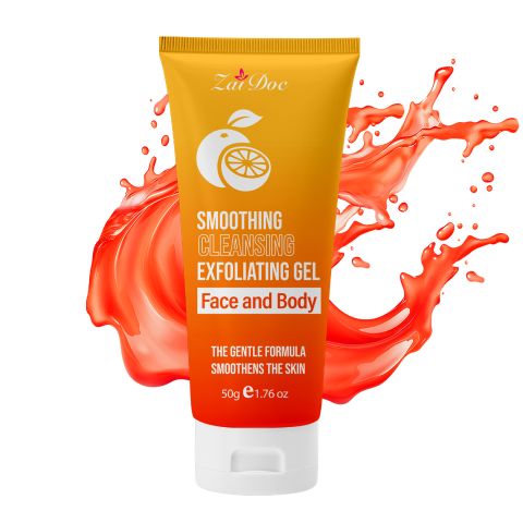 ZaiDoc Blood Orange Exfoliating Gel – Gentle Face & Body Exfoliator, Removes Dead Skin & Blackheads, Deep Cleans Pores, Smooths & Brightens Skin, Suitable for All Skin Types, 50g/1.76oz