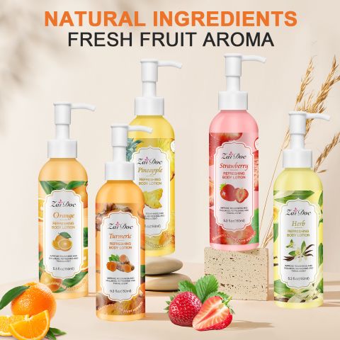 ZaiDoc Refreshing Body Lotion – 12 Fruit Flavors, Deep Hydration & Firming, Improves Roughness & Dullness, Lightweight Non-Greasy, 150ml/5.3fl.oz