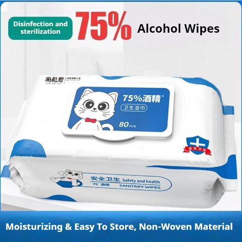 75% Alcohol Sanitizing Wipes – 80 Count, Disinfectant Wet Wipes for Hands, Skin & Surfaces, Kills 99.9% of Germs, Non-Woven & Tear-Resistant, Portable Flip-Top Pack
