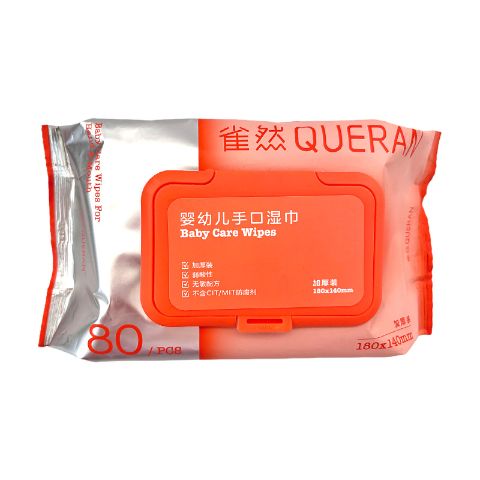 Quera Baby Care Wipes – 80 Count, Alcohol-Free & Fragrance-Free, Hypoallergenic Hand & Mouth Wipes, Thick Non-Woven Fabric, pH-Balanced for Sensitive Skin, Gentle for Newborns & Toddlers