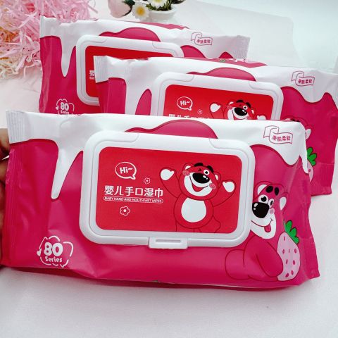 Disney Strawberry Bear Baby Wipes – 80 Count, Alcohol-Free & Fragrance-Free, Hypoallergenic Hand & Mouth Wipes, Pure Water Formula, Soft & Gentle for Newborns & Sensitive Skin