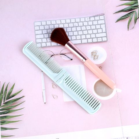 Zhuang Fuli 2-Piece Portable Makeup Brush & Comb Set – Compact Beauty Tool Kit, Easy to Carry, Ideal for Travel, Work & Daily Touch-Ups
