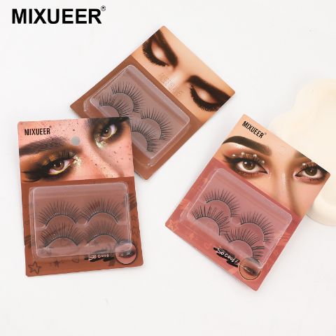 MIXUEER 2-Pairs False Eyelashes – Natural Curl, Lightweight Feathery Feel, Easy to Apply & Reusable, Soft & Comfortable, Matte Black Finish