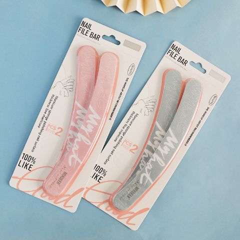 MIXUEER 2-Pack Crescent Nail File Bar – Double-Sided Nail Buffer & Shiner with Fine Sandblasted & Smooth Polishing Surfaces, Professional Manicure Tool for Shaping, Buffing & Shining Nails