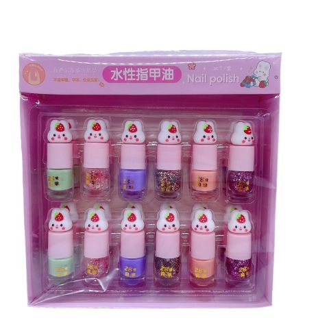 6-Color Water-Based Peelable Nail Polish Set – 12 Bottles (2 of Each Color), Glitter & Sparkle, Safe & Non-Toxic, Fast-Drying, Easy to Apply & Remove, Perfect for Kids & Adults
