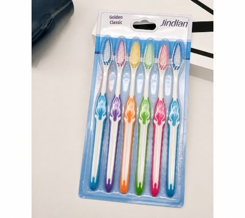 Jindian 6-Pack Soft Bristle Toothbrush Set – Family Value Pack with Gentle Gum Care, Effective Deep Cleaning, Colorful Assorted Designs, Ideal for Daily Use & Travel