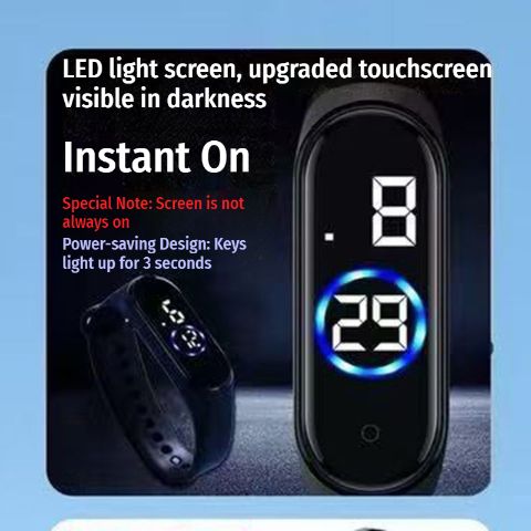M20 Sports Digital Watch – LED Curved Touch Screen with Night Vision Display, Date & Seconds Function, Power-Saving Design, Lightweight Sporty Electronic Wristwatch for Men & Women
