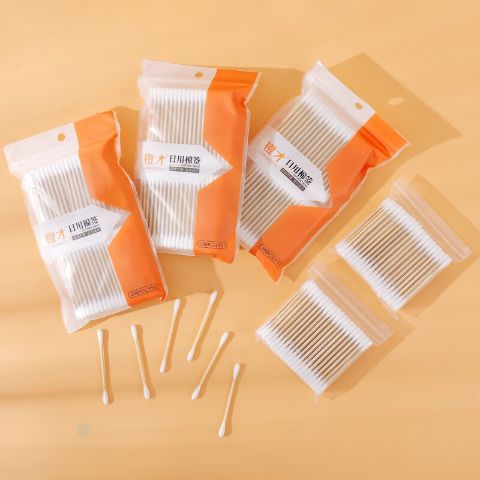 CHENGCAI 200PCS Cotton Swabs – Double-Ended Design, Versatile Daily Use for Cleaning, Makeup, Baby Care and Personal Hygiene, Convenient Bag Packaging