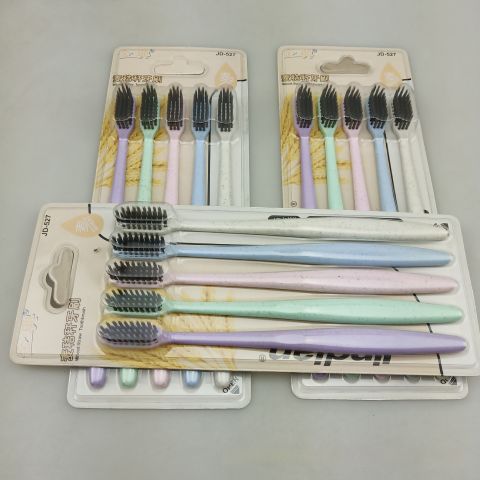 Wheat Straw Toothbrush – 5-Pack, Eco-Friendly Biodegradable Handle, Soft Bristles, Gentle on Gums, Non-Slip Natural Texture, Ideal for Daily Oral Care and Family Use
