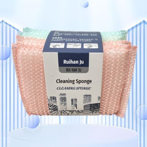 RUI HAN JU 4-Pack Cleaning Sponge – Multi-Purpose Scrub Sponge, Effective Cleaning for Kitchen, Bathroom, and Household Surfaces, Durable & Long-Lasting