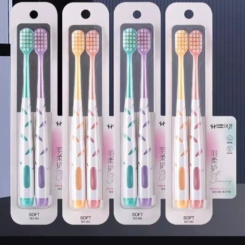 Hanfang 2-Pack Super Soft Bristle Toothbrush – Deep Cleaning, Ergonomic Non-Slip Handle, Comfortable Gum Protection, Ideal for Daily Oral Care, Family Use