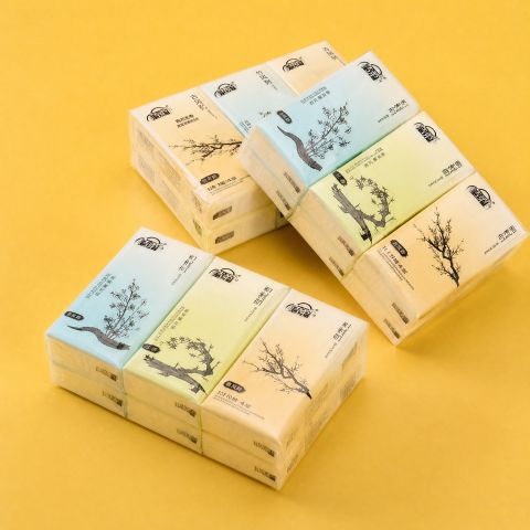 6 Pack Pocket Tissues - Soft Facial Tissue Handkerchief, Traditional Chinese Style Design, Portable Mini Tissues for Daily & Travel, Family Pack