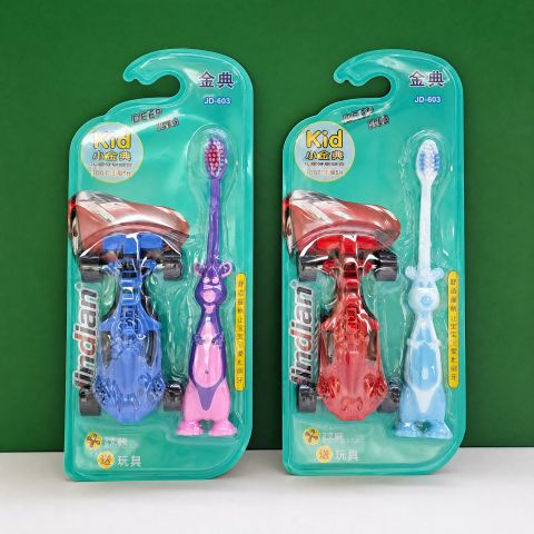Kids Toothbrush Set with Toy Car - Cute Animal Toothbrush + Racing Car Combo, Fun Way to Make Brushing Enjoyable, Birthday Gift Idea for Children