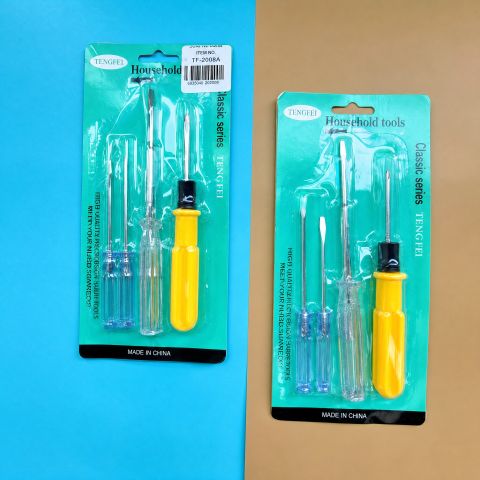 Screwdriver Set 4 Pcs - Multi-size Household Screwdrivers, Dual-purpose Repair Tool Kit, Classic Series TENG FEI, Home DIY Essential