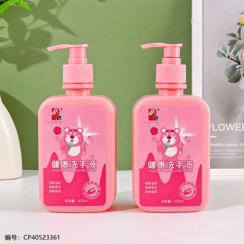 Strawberry Bear Hand Soap 400ml - Gentle Health Hand Sanitizer for Kids & Adults, Foaming Pump Bottle, Cute Cartoon Design, Family Essential