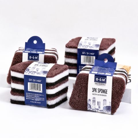 Cleaning Scourer Pads 3 Pcs Diamond Grid 1002 - Durable Kitchen Scrub Sponges for Dishes & Pots, Strong Cleaning Scourer, Household Essential
