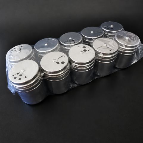 Small Stainless Steel Spice Shaker Pepper Salt Powder Dispenser with Rotating Lid Holes