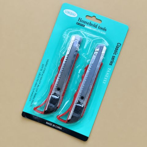 2-Piece Zinc-Flying Utility Knife Set Retractable Box Cutters with Safety Lock