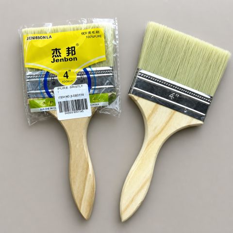 Professional White Handle Paint Brush Size 4 Soft Bristle Brush for Painting and Cleaning