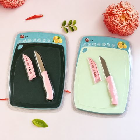 Stainless Steel Fruit Knife with Matching Mini Cutting Board Travel Kitchen Set