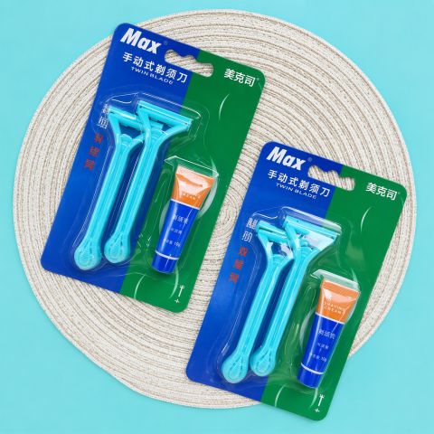 Max 302 Twin-Blade Disposable Razor for Men Precision Shaving with Lubricating Strip