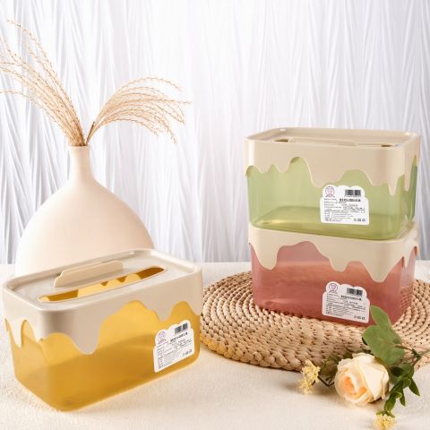 Transparent Multifunctional Desktop Tissue Box Holder with Storage Compartments