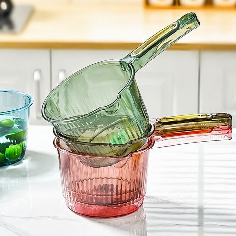 Premium Gilded Transparent Water Ladle Elegant Kitchen and Bath Scoop with Long Handle