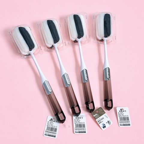 Minimalist Long-Handle Sponge Cup Brush Soft Bristle Glass and Bottle Cleaning Tool