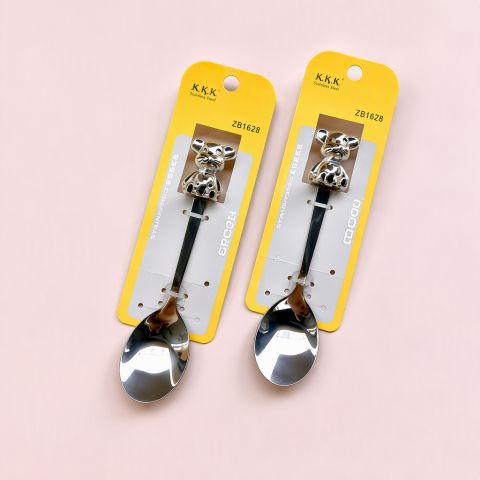 Crown Rabbit Dazzle White No. 1 Stainless Steel Spoon Premium Dessert and Coffee Scoop
