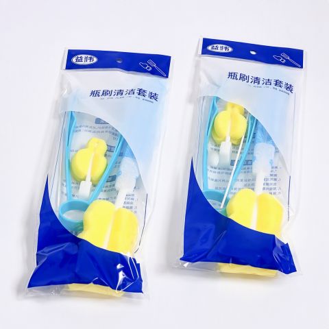 4-Piece Baby Bottle and Cup Brush Set Versatile Sponge and Bristle Cleaning Kit