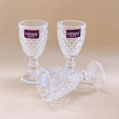 55ml Faceted Stemmed Goblet with Clear Glass Appearance