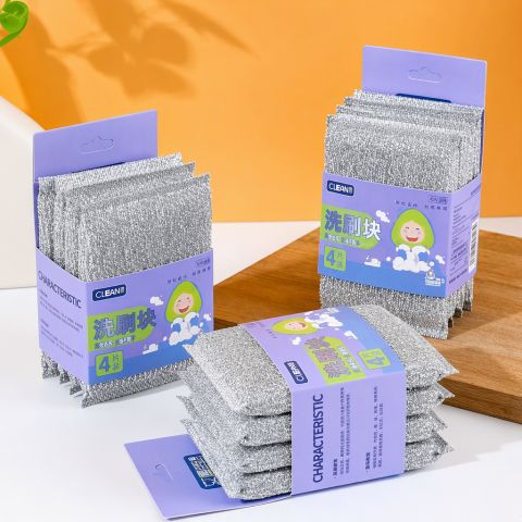 4-Piece Heavy-Duty Scouring Pad Set Multi-Surface Abrasive Kitchen Cleaning Pads