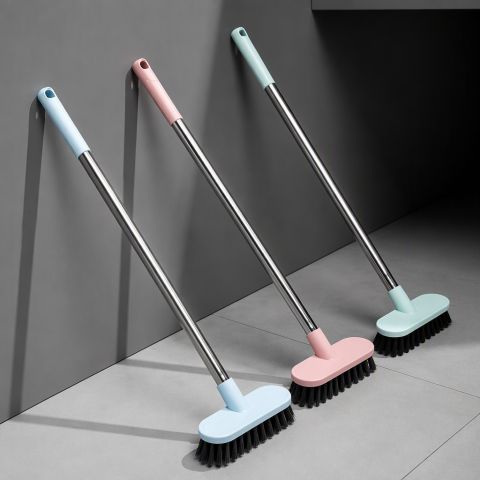 Heavy-Duty Steel-Handle Floor Scrub Brush for Deep Cleaning 49cm Long Handle Large Brush Head