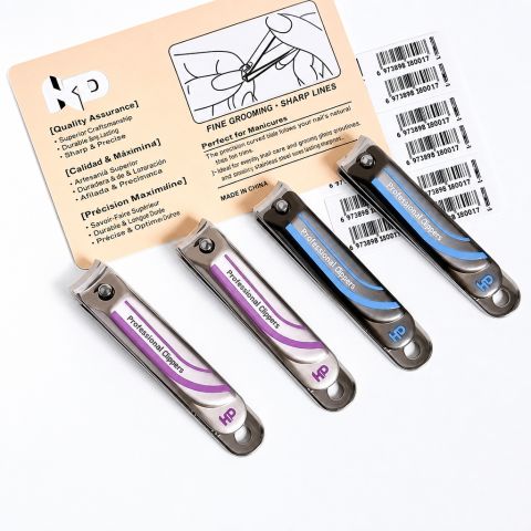 Black and Blue Nail Clipper Set with Metal Cutting Ends
